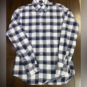 J Crew Men’s Size Small Slim Oxford Button Down Navy/White Plaid Shirt Pocket
